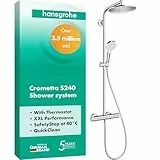 hansgrohe Crometta S - Duschsystem mit Thermostat, Regendusche (240 mm) mit Armatur, Handbrause (2 Strahlarten), Schlauch, Brausestange und Kopfbrause (1 Strahlart), Chrom, 27267000