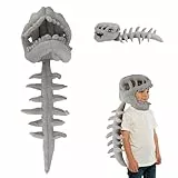 Mikovivi Tragbares Skelett Dinosaurier Kostüm für Kinder, Dinosaur Skeleton Costume Dino Skelett 3D-Spinosaurus-Knochen-Plüschoutfit mit für Halloween und Kostümpartys