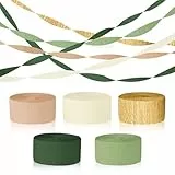 Luftschlangen Boho,Boho Krepppapier,Hochzeitsdekorationen Partydekorationen,5 Rollen Krepppapier 4.5 Cm Breite Und 25 M LäNge,Elfenbein Khaki Gold MoosgrüN WeihnachtsgrüN Luftschlangen Set