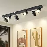 ZMH LED Deckenstrahler Deckenleuchte Schwarz: Strahler Deckenlampe 6 flammig Modern Deckenspots Flur Schwenkbar Industrial Spots Küchenlampe für Wohnzimmer Schlafzimmer Küche - Ohne Leuchtmittel