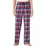 Amazon Essentials Damen Schlafhose aus Flanell (erhältlich in Übergröße), Blau Gemischter Schottenkaros, L