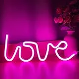 ENUOLI Liebe Neonlicht Pink Neon Sign Neon Love Sign Art Wandleuchte USB/Batterie LED Neon Sign Neon Wandleuchte für Mädchenzimmer Light up Love Neon Sign für Valentinstag Hochzeit