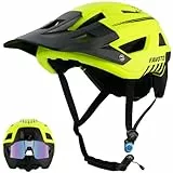 Favoto Fahrradhelm Mountainbike mit Schirm Leicht - Doppelte Technologie Inmould MTB Helm für Herren Damen Rennradhelm L(57-61cm) Leuchtgrün
