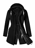 ATLASLAVA Wintermantel Damen Fleece Warm Lang Jacke Softshellmantel übergangsmantel Winter BLACK S