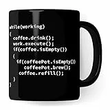 Informatiker Tasse Code Kaffeetasse Programmierer Geschenk lustig IT Kaffee-Becher Geschenkidee Büro Mug Geek Humor Computer Nerd Teetasse Developer Arbeitsplatz lustiger Spruch (Schwarz)