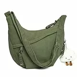 Micmores Umhängetasche Damen aus Cord, Modell 2026 - Qualitäts-Upgrade Crossbody Moon Bag mit iPad-Fach, Stylische Halbmond Tasche mit verstellbarem Schultergurt für Alltag & Reisen (Grün)