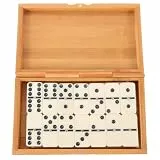 ABOOFAN Antikes Domino Brettspiel aus Bambus mit Aufbewahrungsbox Fördert Kreativität und Hand Auge Koordination Spiel für Regnerische Tage Drinnen