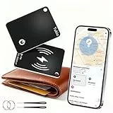 Air Tags (Schwarz) 2 Pack, Smart Tracker Karte kompatibel mit Apple Wo ist? APP (NUR iOS), Bluetooth Tracker mit drahtlosem Aufladen, IP68 Wasserdicht, Schlüsselfinder mit Schlüsselring/Nylon Lanyard.