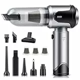 Lupxiu Handstaubsauger Akku Auto Staubsauger Stark 22000Pa Handstaubsauger Kabellos 3-Gang Mini Staubsauger 4 in 1 Autostaubsauger Multifunktionaler für den Auto, Haus, Küche, Tierhaare Grau