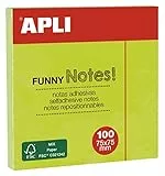 APLI 11899 Haftnotizen FUNNY 75 x 75 mm 100 Blatt neon grün