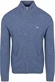 GANT Herren Extrafine Lambswool Zip Cardigan Strickjacke, Stone Blue Melange, X-Large
