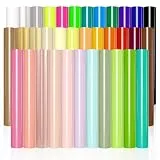VINYL FROG Plotterfolie Textil 35 Stück Heat Transfer Vinyl Regenbogen Flexfolie Plotter Textil für Textilien Transferfolie zum Aufbügeln für DIY T-Shirt, Stoffe