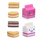 DOITOOL 6 StüCk Radiergummi Kinder Set - Niedliche Kawaii Keks Und Milch Radierer Box - Staubfreie Schreibwaren Aesthetic Schulsachen - Lustige Lustiges Mitgebsel FüR Einschulung MäDchen