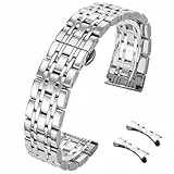 HEYOZURY Edelstahl Uhrenarmbänder Metall uhrarmband mit Geraden und Gebogenen Ende 12mm 14mm 16mm 18mm 19mm 20mm 21mm 22mm Metal Ersatzband Armbänder Edelstahlarmband für Uhr für Herren/Damen