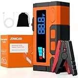 JDMCAR Starthilfe Powerbank für Pkw, 5000A 12V Auto Starthilfe Powerbank, Jumper Starter Powerbank mit LCD Bildschirm & LED Taschenlampe, Autobatterie Booster, für bis zu 9L Benzin & 8.5L Diesel MB