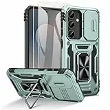 Doeshine für Samsung Galaxy S25 FE Hülle, Handyhülle mit 2 Stück Displayschutzfolie & Ring Ständer, Kameraschutz, Robust Fallschutz Outdoor Militär Schutzhülle für Samsung Galaxy S25 FE (Grün)