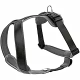 HUNTER Hundegeschirr NEOPREN, Farbe: schwarz/grau, strapazierfähiges Nylon, mit weichem Neopren gepolstert, reflektierendes 3M Scotchlite Reflective Material, pflegeleicht, komfortabel, Größe: S