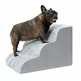 KSIIA Hundetreppe 3 Stufen, 40cm Hoch Haustiertreppe Hundetreppe für Kleine Hunde, Katzentreppe Hunderampe mit Waschbar Bezug für Bett, Couch, Sofa und Auto, 40x57x40cm, Grau