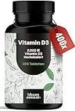 Vitamin D3 2000 IE hochdosiert - 400 Tabletten - Vitamin D - Produziert in Deutschland - Laborgeprüft - Verpackung kann variieren