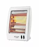 Adler AD 7709 Quarz-Heizung, Heizstrahler, Heizung, 2 Heizstufen 400/800 W, Umkippschutz, 2 Quarzlampen, Tragegriff, Raumheizung, Heizgerät für Büro Wohnmobil Camping Zuhause, weiß, 1,1 m Kabel