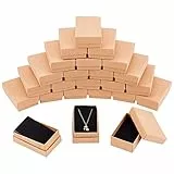 NBEADS 24 Stück Klein Kraft Braune Pappschachteln Schmuckschatulle Rechteck Karton Schmuck Boxen Geschenkbox Pappschachteln mit Deckel Für Weihnachten Halskette Ring Geschenke Display, 8x5x2.5 cm