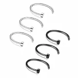 Briana Williams 6stk Nasenring Nasenpiercing Fake Nase Lippe Ring Set 20G 18G 16G 6mm/8mm/10mm/12mm Chirurgenstahl Piercing Nasen Schmuck