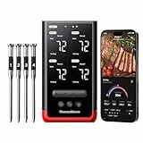 ThermoMaven P4 Fleischthermometer Kabellos – 4 Sonden 6 Sensoren, WiFi & Bluetooth 5.3, ±0,3°C Präzise, IPX8 Wasserdicht, App-Steuerung, NIST & NSF Zertifiziert, Grillthermometer, Bratenthermometer