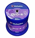 Verbatim DVD+R 4.7GB - 16-fache Brenngeschwindigkeit - hohe Lebensdauer - Kratzschutz - Matt Silber - 100 Stück Spindel
