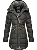 Navahoo Damen Wintermantel Steppmantel Winterjacke Kurzmantel warm gefüttert abnehmbare Kapuze Daliee Anthracite Gr. M