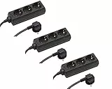 Meister Steckdosenleiste 3-Fach - 3er Set - 1,4 m Kabel - schwarz - Kunststoffleitung - IP20 Innenbereich, Steckerleiste, Mehrfachsteckdose, Tischsteckdose, Tido 3-Fach, 7430790