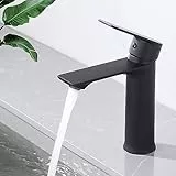 HOMELODY Wasserhahn Bad Schwarz für Familie - Mischbatterie für Warm- und Kaltwasser - Energiesparend Waschbeckenarmatur Einhebelmischer für Badezimmer
