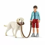 SCHLEICH 42478 Farm World Spielset - Spaziergang mit Labrador Retriever, Spielzeug ab 3 Jahren