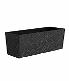 Dehner Pflanzkasten Stone, Blumentopf inkl. Bewässerungssystem/Ablaufloch, frostbeständig, ca. 49.5 x 19 x 19 cm, Polypropylen, anthrazit