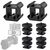 Zocipro Blitzschuhhalter Kamera Blitzschuh Basis Blitzschuh Mount Stativgewinde,2 Stücke Triple Schuh Halterung mit 4 Pcs 1/4' Gewinde Gewindeblitzschuhhalter für Blitz-Halterungen Mikrofone Monitore