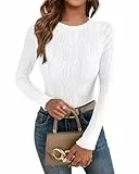 GLEENOD Langarmshirt Damen Rundhalsausschnitt Elegant Sweatshirt Basic Pullover Y2K Modernes Oberteil