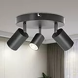 BOYIR Deckenstrahler LED Schwarz Deckenstrahler 3 Flammig, Modern Deckenleuchten Schwenkbar 350°Spots Deckenleuchte Drehbar Deckenlampe GU10 für Küche，Schlafzimmer, Ohne Leuchtmittel