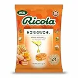 Ricola Honigwohl Karamell, 68g Beutel original Schweizer Kräuter-Bonbons mit 13 Alpenkräutern, Honig & Karamell, wohltuend für Hals & Stimme, 1 x 68g, laktosefrei & glutenfrei