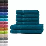 2X Duschtuch + 4X Handtuch | Petrol | 100% Baumwolle Frottier | Oeko-TEX® Standard 100 | Premium Qualität 500 g/m²