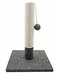 Tyrol | Kratzsäule für Katze 42 cm | Kratzstamm aus Jute und Widerstandsfähigem Stoff mit Plüschball | Kratzbaum Klein in Modernem Design, Grau und Weiß | Stabile Basis 30x30 cm | Katzen Zubehör