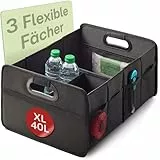 Praknu Kofferraum Organizer Faltbar XL – 3 Flexible Fächer mit 5 Taschen – Rutschfester Boden – Ideale Größe für Ordnung im Auto – Robust & Wasserabweisend aus Oxford Gewebe