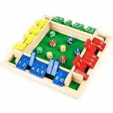 MplehDa Holz Brettspiel, 4-Spieler Shut The Box Spiel Würfelspiel Holz Mathematik Traditional Pub Board Würfelspiel Reisen 4 Spieler Great Family Brettspiele Urlaub unterhaltsames Spiel