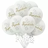 Oblique Unique® 10er Set Jugendweihe Luftballons – Weiße Ballons mit goldener Aufschrift – Luftballon Helium geeignet – Perfekte Deko für Jugendweihe Feier, Party, Tischdeko, Raumdekoration