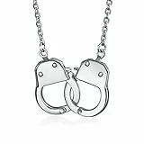 Bling Jewelry Unisex Punk Rocker Biker Schmuck Großes Handschellen Statement Halskette Edelstahl Anhänger Für Männer Frauen 22 Zoll