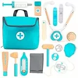 UMU® Mini Arztkoffer Kinder Spielset aus Holz - mit Stethoskop, Blutdruckmessgerät und mehr, Doktorkoffer Spielzeug zum Rollenspiel, 14-TLG. Medizinische Kit für Kinder ab 3, 4, 5 Jahre
