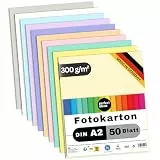 perfect ideaz - 50 Blatt Fotokarton DIN-A2, 10 Farben, stabiler recycling Karton 300 g/m², Made in Germany, Blauer Engel zertifiziert