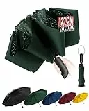 Conlun Kompakter Faltbarer Regenschirm sturmfest– mit Automatik windsicher Grün faltet Sich nach innen für Herren, 210T Gewebe 127 cm Spannweite, 10 Knochenschirm groß Weihnachtsgeschenke