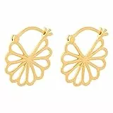 Pernille Corydon Creolen Damen Gold Small Bellis Earrings/Creol Ohrringe Gold Blume klein/florales Gänseblümchen Design - 17mm - E326g
