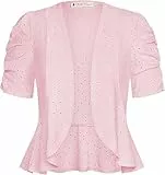 Belle Poque Bolero Shrug für Damen Kurze Ärmel Leichte Offene Front Stricken Abgeschnitten Strickjacke für Kleid Röcke