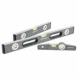 WORKPRO Torpedo-Wasserwaage, 3-teiliges Wasserwaagen-Set, 22,9 cm (magnetisch), 40,6 cm (nicht magnetisch), 61 cm (nicht magnetisch), Blasen-Messanzeige, transparent, grün