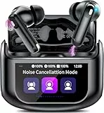 buwy Bluetooth-Kopfhörer, wasserdichte Kopfhörer, Geräuschdämpfungsmikrofon, Drahtlose Bluetooth 5.3 In-Ear-Kopfhörer, LED-Display